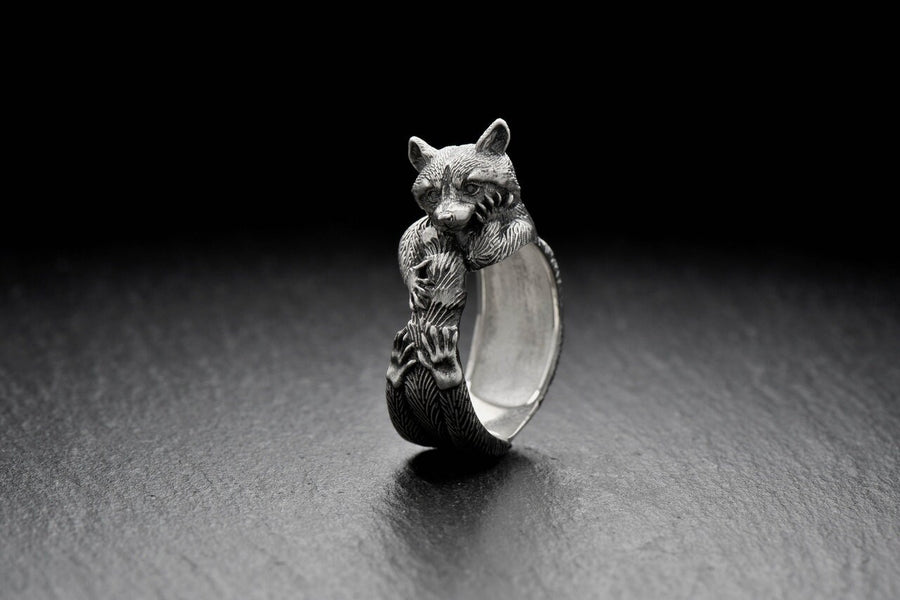 birthday gift	coon ring	raccoon lover gift	raccoon ring	gift for her	animal ring	raccoon charm	coon memorable jewel	coon silver ring	Coon Jewelry	Animal lover gift	rocket raccoon	Pet Coon __etsy:6100290345