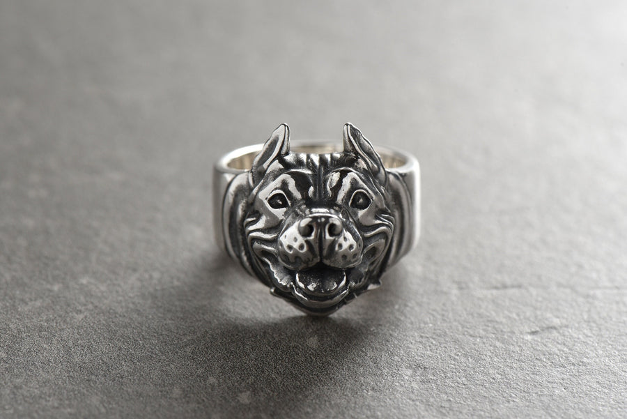 Pitbull Silver Ring – Sterling Dog Jewelry for Strength, Loyalty, and Fearless Spirit __etsy:7360674390