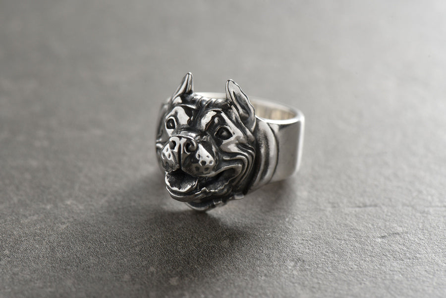 Pitbull Silver Ring – Sterling Dog Jewelry for Strength, Loyalty, and Fearless Spirit __etsy:7360674390