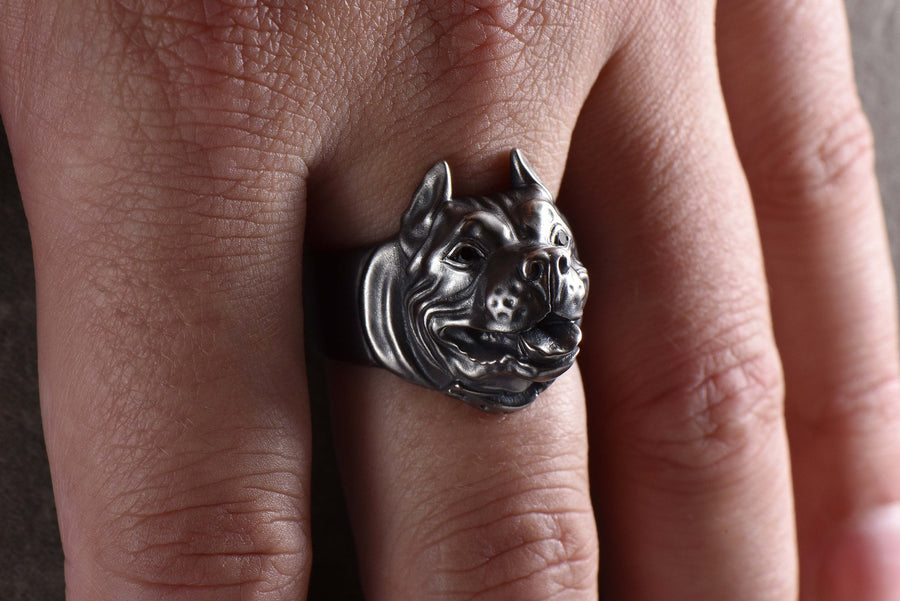 Pitbull Silver Ring – Sterling Dog Jewelry for Strength, Loyalty, and Fearless Spirit __etsy:7360674390