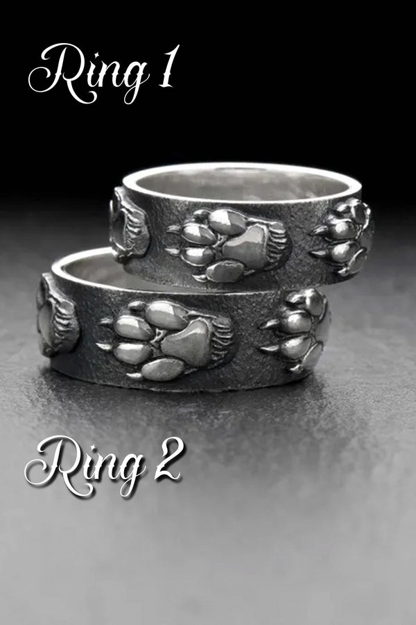 Realistic Wolf Paw Ring, Sterling Silver Animal Track Band, Wild Nature Gift, Totem Spirit Ring, Unisex Wide Band, Might Totem Rings __etsy:7444467914