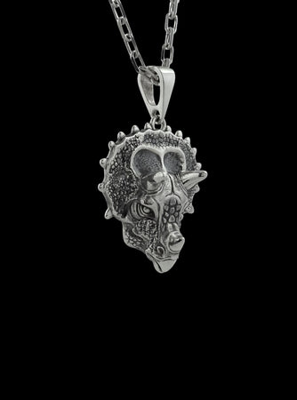 triceratops necklace, dinosaur pendant, dino jewelry, silver necklace, reptile necklace, mens necklace, unisex jewelry, animal head charm, jurassic jewelry, gift for him, unique necklace, statement pendant, dinosaur gift __etsy:7922438647