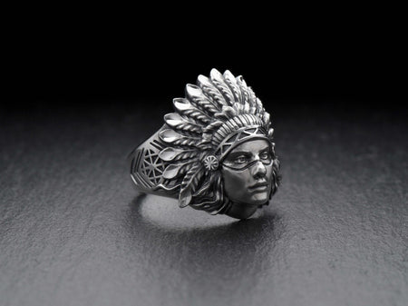Indian silver ring	indian woman jewelry	Indian jewelry	Totem ring	Indian style __etsy:7261078388