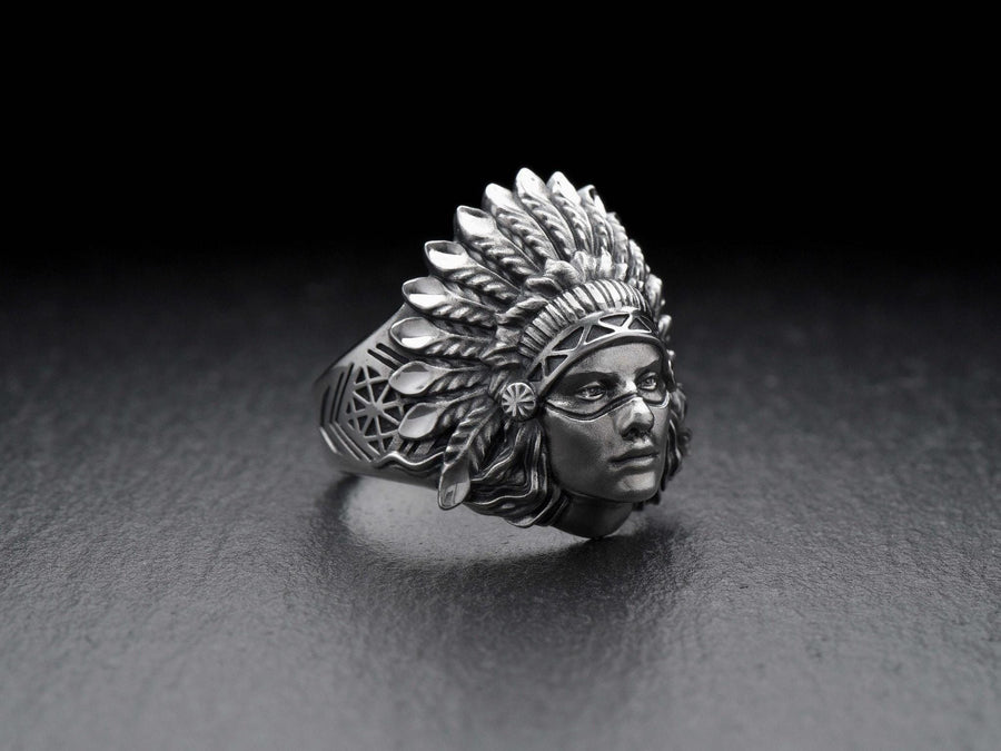Indian silver ring	indian woman jewelry	Indian jewelry	Totem ring	Indian style __etsy:7261078388