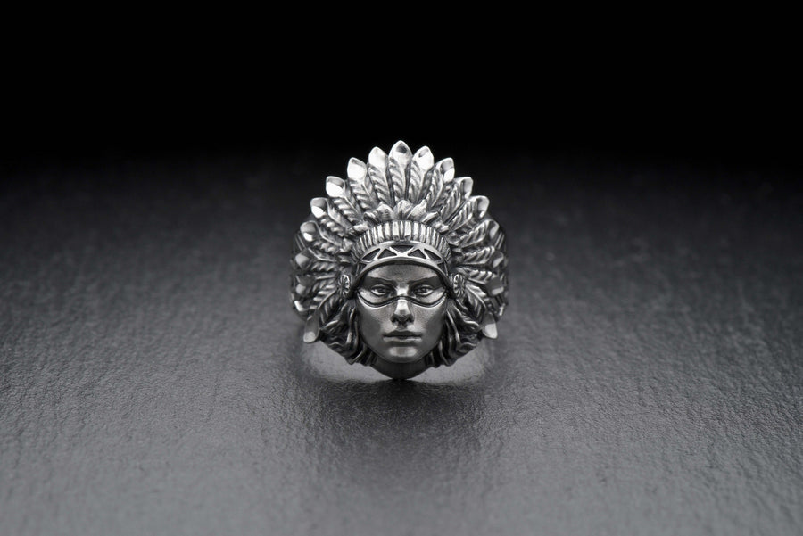 Indian silver ring	indian woman jewelry	Indian jewelry	Totem ring	Indian style __etsy:7261078388