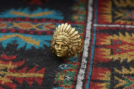 Sterling Silver American Indian Headdress Ring, Handmade __etsy:7260793152