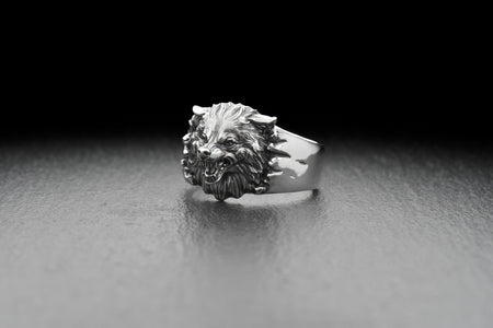 Signet ring	silver signet ring	signet silver ring	ours totem	Bären-Totem	Bärenring	wolf totem	angry wolf	wolf ring	Wolfsring	bague loup	tête de loup	Wolfskopf