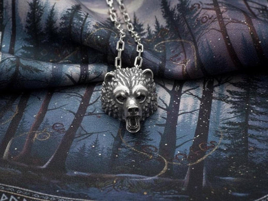 Sterling Silver Bear Pendant: Handmade Totem Necklace, Wildlife Jewelry __etsy:7372533354
