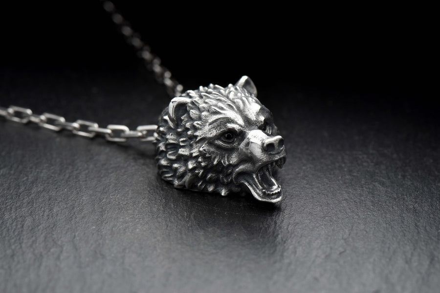 Sterling Silver Bear Pendant: Handmade Totem Necklace, Wildlife Jewelry __etsy:7372533354
