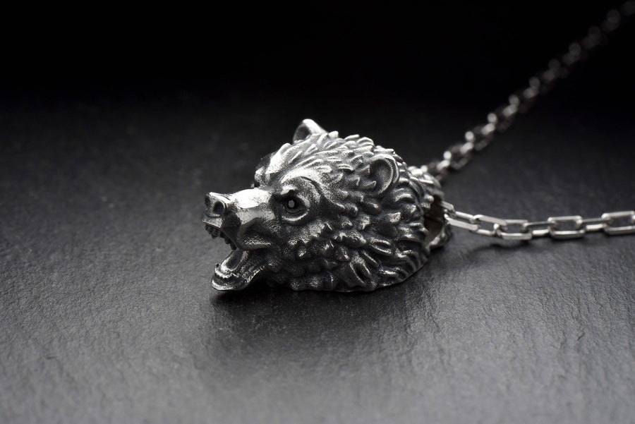 Sterling Silver Bear Pendant: Handmade Totem Necklace, Wildlife Jewelry __etsy:7372533354