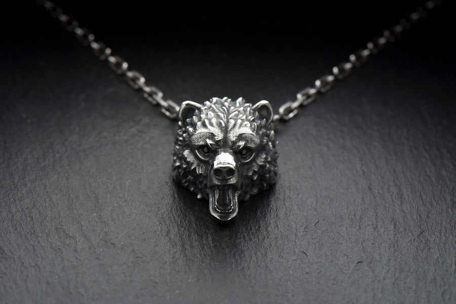 Sterling Silver Bear Pendant: Handmade Totem Necklace, Wildlife Jewelry __etsy:7372533354