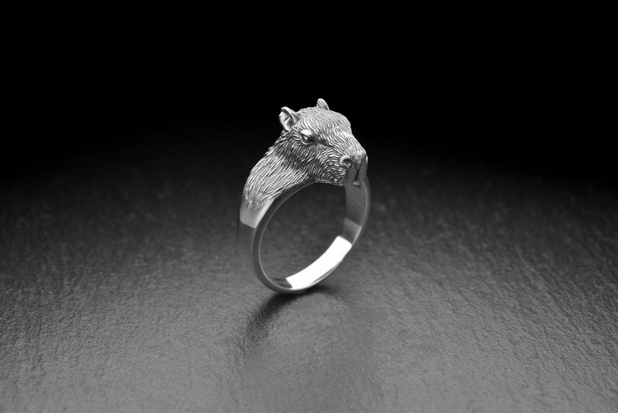 animal jewelry	animal ring	silver ring	Capybara Ring	Capybara	gift	Sterling silver	jewelry	rings	ring	Capybara jewelry __etsy:7346365354