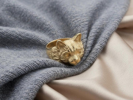 Sterling Silver Cat Ring: Realistic Feline Totem Jewelry __etsy:7408456123