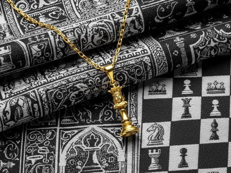 Sterling Silver Chess Queen Pendant - Gold Coated or Oxidized Silver Finish __etsy:7260959692