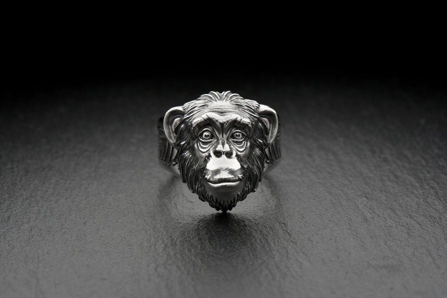 totem	men's gift	animal jewelry	animal ring	silver ring	men gift	Chimpanzee	Chimpanzee head ring	Chimpanzee ring	monkey lovers	monkey ring	monkey jewelry	Chimpanzee jewelry __etsy:4626625815