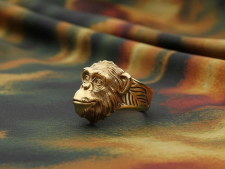 Sterling Silver Chimpanzee Head Ring: Animal Lover Jewelry __etsy:7387670097