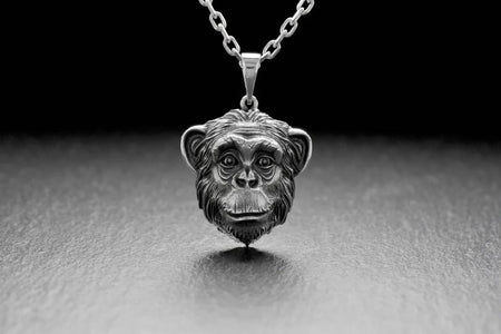 Sterling Silver Chimpanzee Pendant: Handmade Animal Necklace __etsy:7340070370