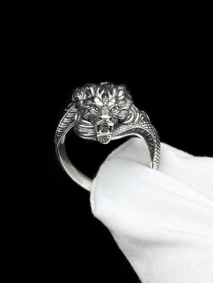 Sterling Silver Chinese Dragon Ring: Handmade Fantasy Jewelry __etsy:5396866642