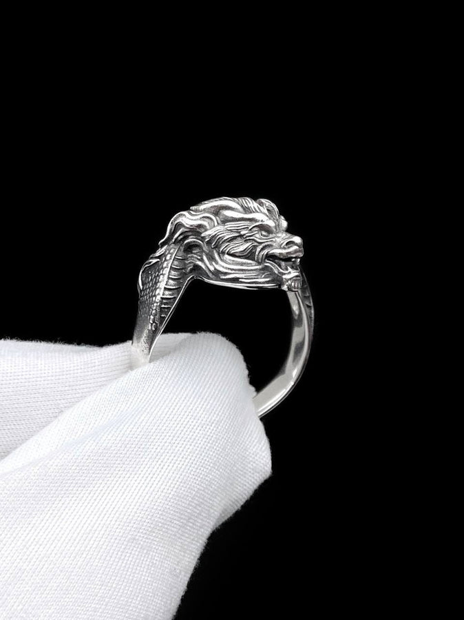 Sterling Silver Chinese Dragon Ring: Handmade Fantasy Jewelry __etsy:5396866642