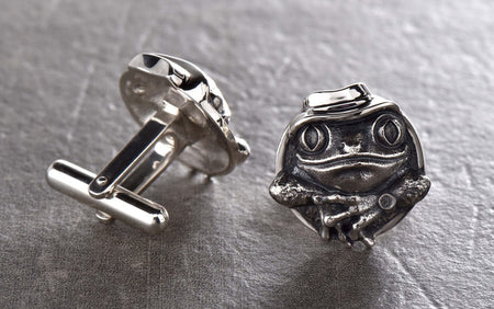 Sterling Silver Cufflinks Frog, Animal Jewelry, Frog Cufflinks, Frogs Lovers Gift, Wedding Cufflinks, Handmade Animal Jewelry Gift Idea