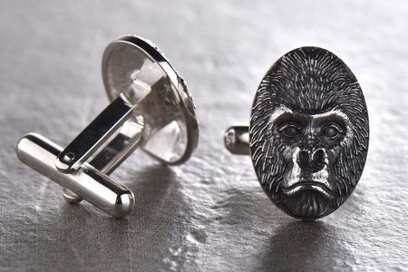 Sterling Silver Cufflinks Gorilla, Handmade Animal Jewelry, Animal Cufflinks, Gorilla Lovers Gift, Man Gift, Gift Idea, Gorilla Jewelry