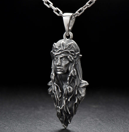 Sterling Silver Dryad Pendant, Necklace Dryad, Handmade Silver Jewelry, Fantasy Lovers Gift, Fantasy Jewelry, Mythology Lovers Pendant
