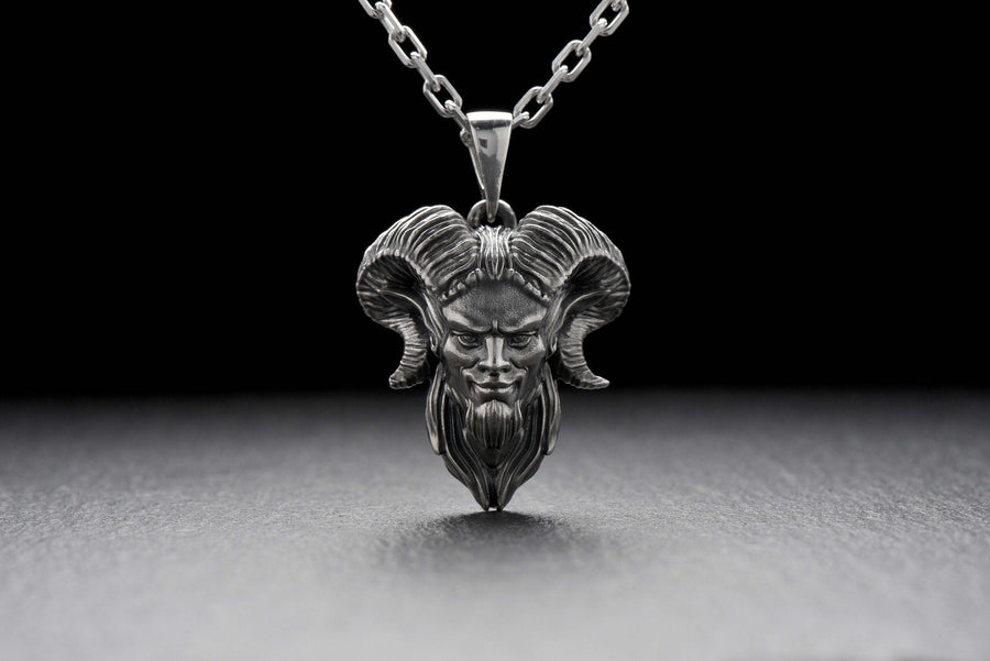 silver pendant	gift	pendant	gift for him	Faun jewelry	Faun pendant	Mythology	ancient deities	silver jewelry	roman pantheon	Forest spirit	Faunus	ancient deity __etsy:4586127251