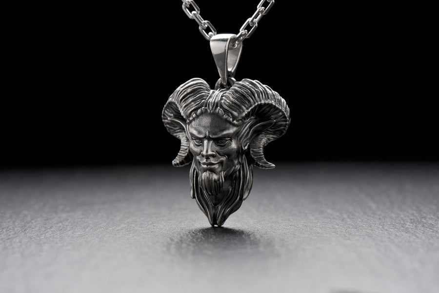 silver pendant	gift	pendant	gift for him	Faun jewelry	Faun pendant	Mythology	ancient deities	silver jewelry	roman pantheon	Forest spirit	Faunus	ancient deity __etsy:4586127251