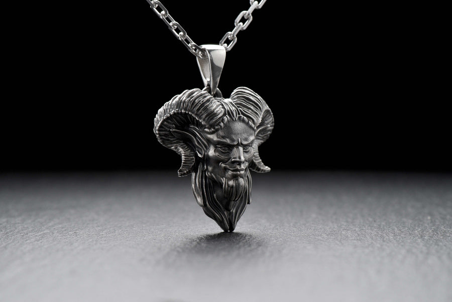 silver pendant	gift	pendant	gift for him	Faun jewelry	Faun pendant	Mythology	ancient deities	silver jewelry	roman pantheon	Forest spirit	Faunus	ancient deity __etsy:4586127251