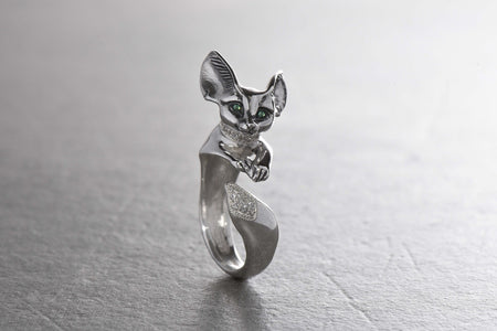Sterling Silver Fennec Ring, Handmade Fox Ring, Animal Ring, Fennec Lovers Gift, Wild Animal Jewelry, Fennec Jewelry, Fox Jewelry, Gift Idea