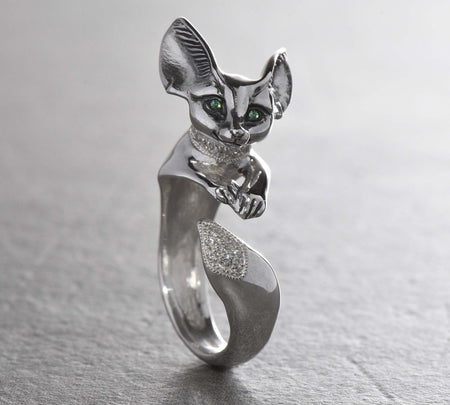 Sterling Silver Fennec Ring, Handmade Fox Ring, Animal Ring, Fennec Lovers Gift, Wild Animal Jewelry, Fennec Jewelry, Fox Jewelry, Gift Idea