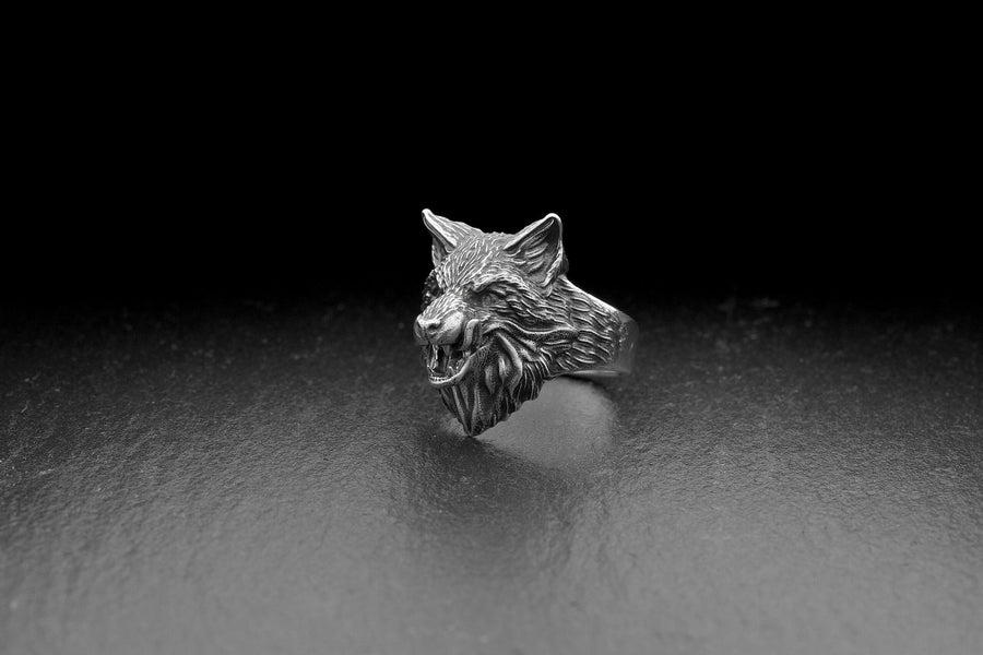 fox ring	fox head ring	ring fuchs	silver fox ring	sterling silver fox	fox jewelry __etsy:4450747437
