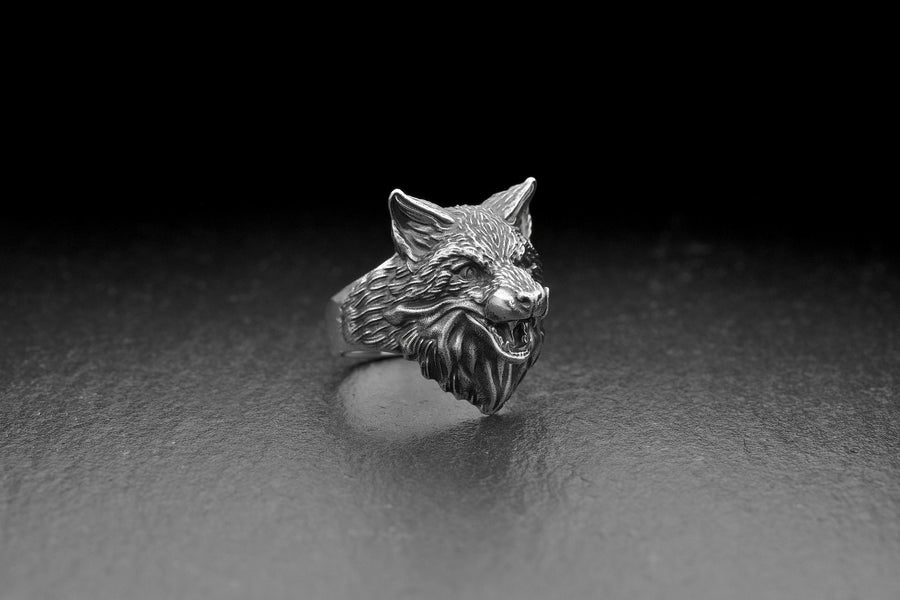 fox ring	fox head ring	ring fuchs	silver fox ring	sterling silver fox	fox jewelry __etsy:4450747437