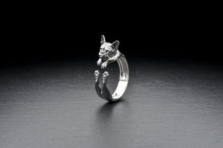 silver ring	dog ring	gift for him	dog lover	dog gift	jewelry	Ring French Bulldog