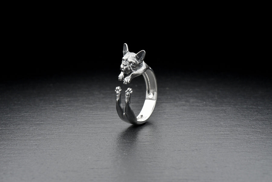 silver ring	dog ring	gift for him	dog lover	dog gift	jewelry	Ring French Bulldog