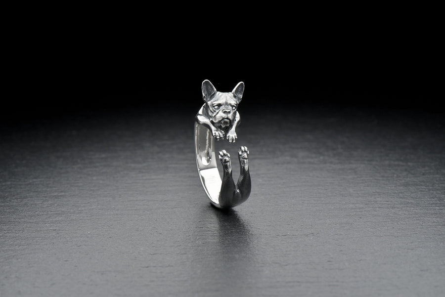silver ring	dog ring	gift for him	dog lover	dog gift	jewelry	Ring French Bulldog