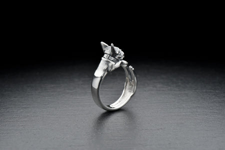 Sterling Silver French Bulldog Ring, French Bulldog Lovers Ring, Silver Dog Ring, Jewelry French Bulldog, Dog Lovers Ring, Pet Ring