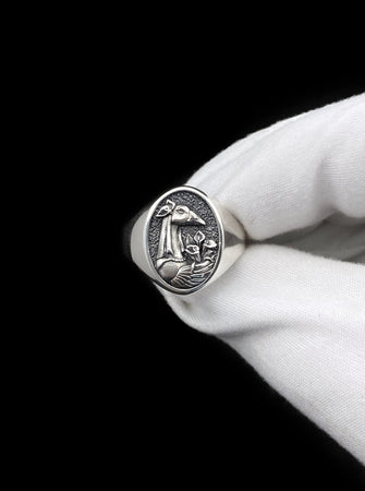 Sterling Silver Goose Signet Ring: Handmade Bird Jewelry