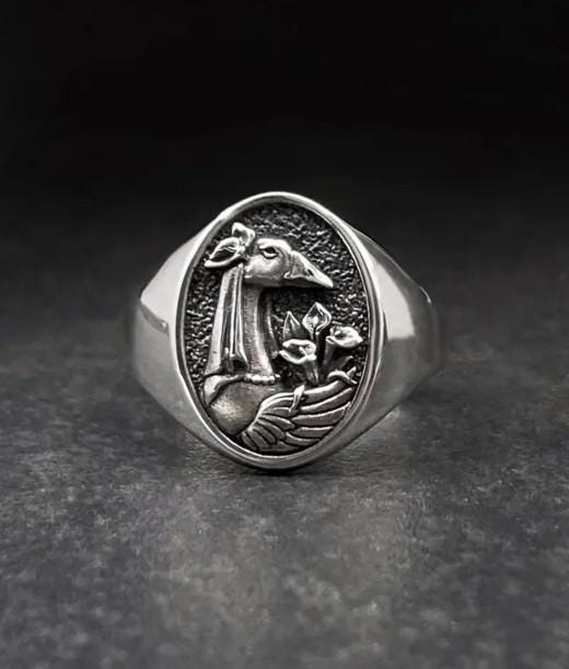 Sterling Silver Goose Signet Ring: Handmade Bird Jewelry
