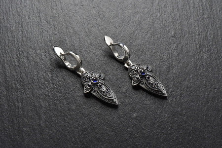 Silver Earrings	gift for her	gothic earrings	gothic jewelry	medieval Earrings	crusaders cross	religious jewelry	shield earrings	templar knight	Vintage earrings	angel wing earrings	vintage jewelry	cross earrings