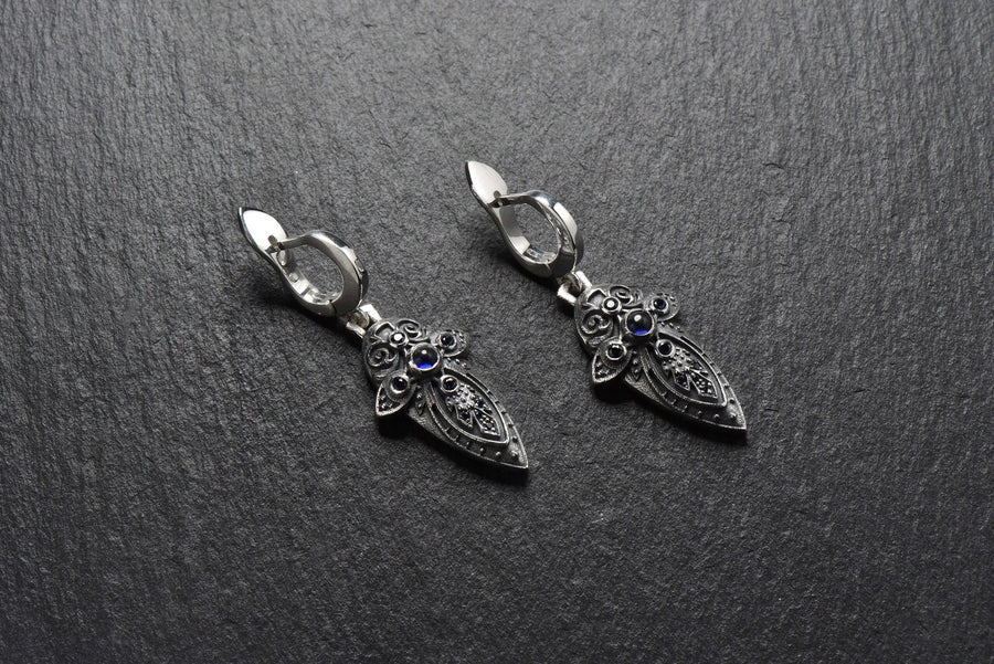 Silver Earrings	gift for her	gothic earrings	gothic jewelry	medieval Earrings	crusaders cross	religious jewelry	shield earrings	templar knight	Vintage earrings	angel wing earrings	vintage jewelry	cross earrings
