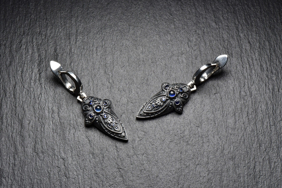 Silver Earrings	gift for her	gothic earrings	gothic jewelry	medieval Earrings	crusaders cross	religious jewelry	shield earrings	templar knight	Vintage earrings	angel wing earrings	vintage jewelry	cross earrings