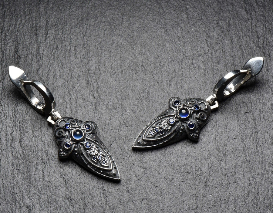 Silver Earrings	gift for her	gothic earrings	gothic jewelry	medieval Earrings	crusaders cross	religious jewelry	shield earrings	templar knight	Vintage earrings	angel wing earrings	vintage jewelry	cross earrings