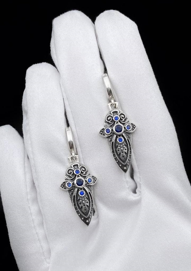 Silver Earrings	gift for her	gothic earrings	gothic jewelry	medieval Earrings	crusaders cross	religious jewelry	shield earrings	templar knight	Vintage earrings	angel wing earrings	vintage jewelry	cross earrings