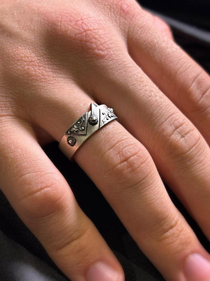 Sterling Silver Gothic Wedding Ring Set: Floral Medieval Jewelry __etsy:7377119822
