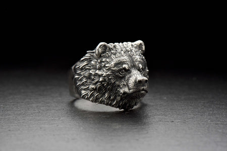 men's gift	animal jewelry	animal ring	silver ring	men gift	silver lion	bear silver ring	forest jewelry	bear's ring	bear jewelry	bear art	bear head ring	grizzly bear __etsy:7237904720
