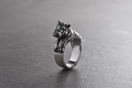 Sterling Silver Hippo Ring: Animal Totem Jewelry __etsy:7349634612