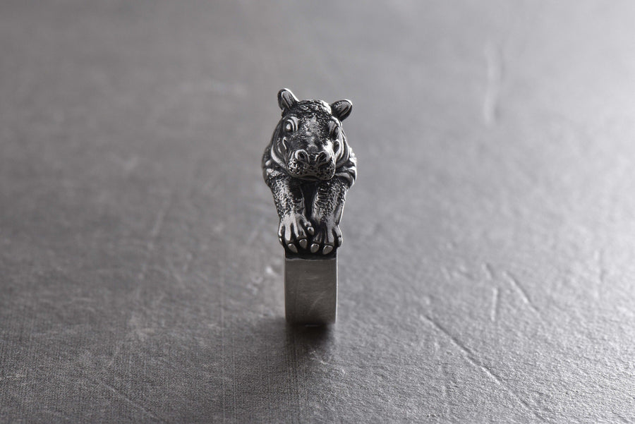 Sterling Silver Hippo Ring: Animal Totem Jewelry __etsy:7349634612