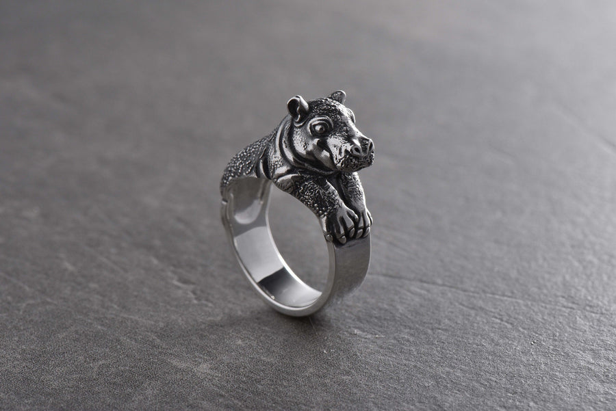 Sterling Silver Hippo Ring: Animal Totem Jewelry __etsy:7349634612