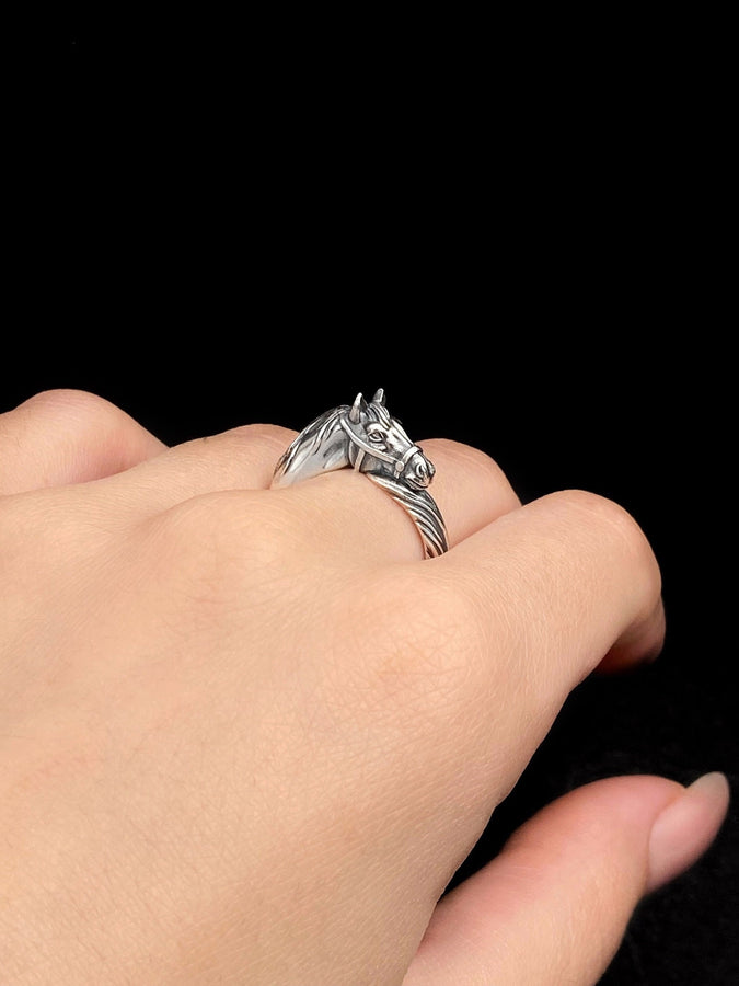 animal jewelry	men gift	horse ring	horse lover	Pferdering	anneau de cheval	horse lover gift	silver horse	horse head ring	lucky ring	horse	ring	horse love __etsy:7347545560